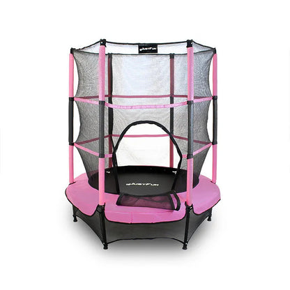Binnen Trampoline – Mini Trampoline – Fitness Trampoline – Kind Trampoline – Speelgoed Trampoline – Ø 140 cm – Veiligheidsnet & Roze