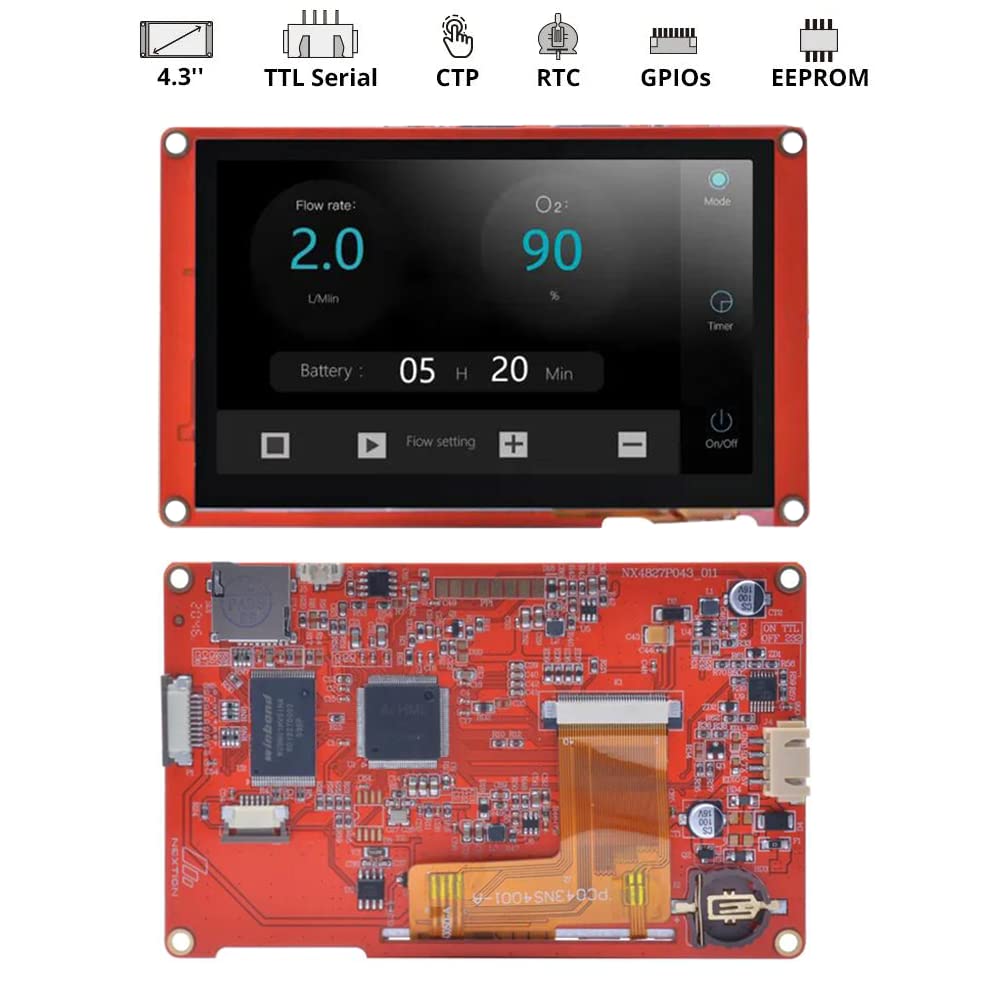 Nextion Display Intelligent NX4827P043-011C, 4,3 inch capacitief touchscreen, 480 x 272, seriële LCD-TFT HMI-displaymodule NX4827P043-011C, ondersteunt audio video