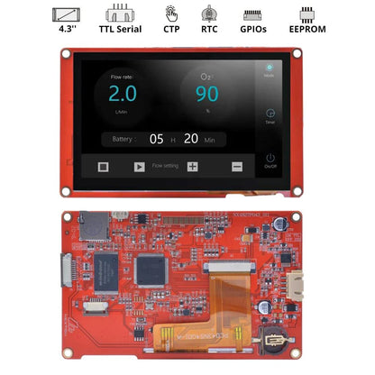 Nextion Display Intelligent NX4827P043-011C, 4,3 inch capacitief touchscreen, 480 x 272, seriële LCD-TFT HMI-displaymodule NX4827P043-011C, ondersteunt audio video
