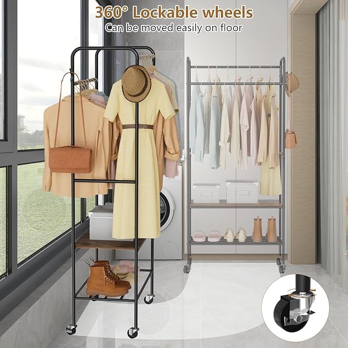 Klerenrek – Kledingrek – Ophangrek – Garderoberek – Stojan – Wit Design – Dubbele Ophangstangen
