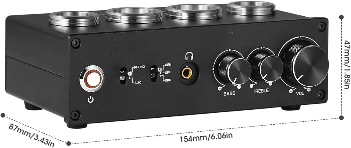 Phono-Voorversterker Met Buizen – Platenspeler Voorversterker – RIAA Voorversterker – MM/MC Voorversterker – Hifi Voorversterker – 3,5 Mm Koptelefoonaansluiting – Treble En Bassregeling