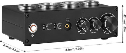 Phono-Voorversterker Met Buizen – Platenspeler Voorversterker – RIAA Voorversterker – MM/MC Voorversterker – Hifi Voorversterker – 3,5 Mm Koptelefoonaansluiting – Treble En Bassregeling