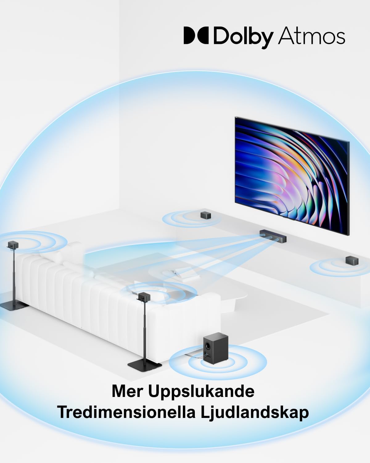 Soundbar Voor TV – TV Soundbar – Soundbarsysteem – Surround Soundbar – Home Cinema Systeem – 7.1 Kanaals Met Dolby Atmos – 460W Met Draadloze Subwoofer En 4 Bekabelde Surround Speakers