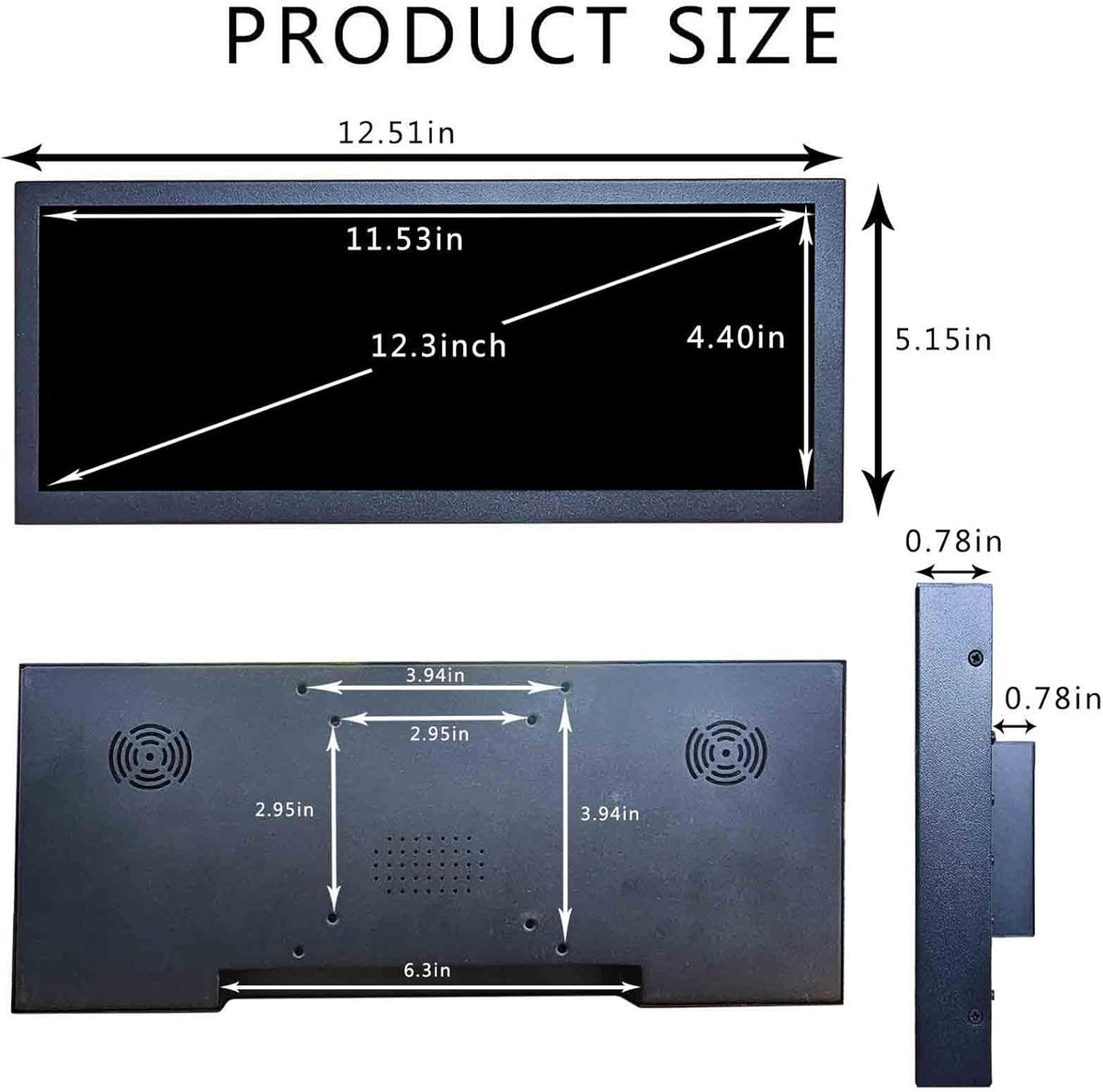 Uitgerekte LCD-monitor – Breedbeeldscherm – Reclamedisplay – PC-Behuizingsmonitor – DIY-Monitor – 12,3 Inch IPS 1920 x 720, 700 Nits – Android 11 Met Autoplay En Autocopy