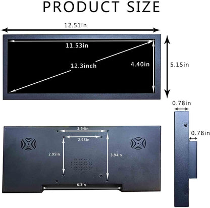 Uitgerekte LCD-monitor – Breedbeeldscherm – Reclamedisplay – PC-Behuizingsmonitor – DIY-Monitor – 12,3 Inch IPS 1920 x 720, 700 Nits – Android 11 Met Autoplay En Autocopy
