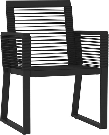 Gecheer Tuinmeubelset, 3-delig, zwart, eettafels, terrastafel, tuinstoelen, voor buiten - QUORE