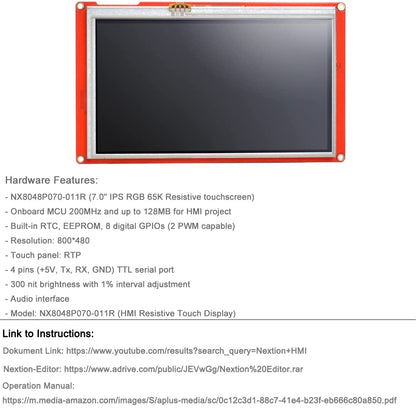 NX8048P070 NX8048P070 Nextion Intelligent HMI UART Serial TFT LCD-module Display Resistief Touch Panel Screen Panel Resistiver touchscreen scherm (NX8048P070-011R)