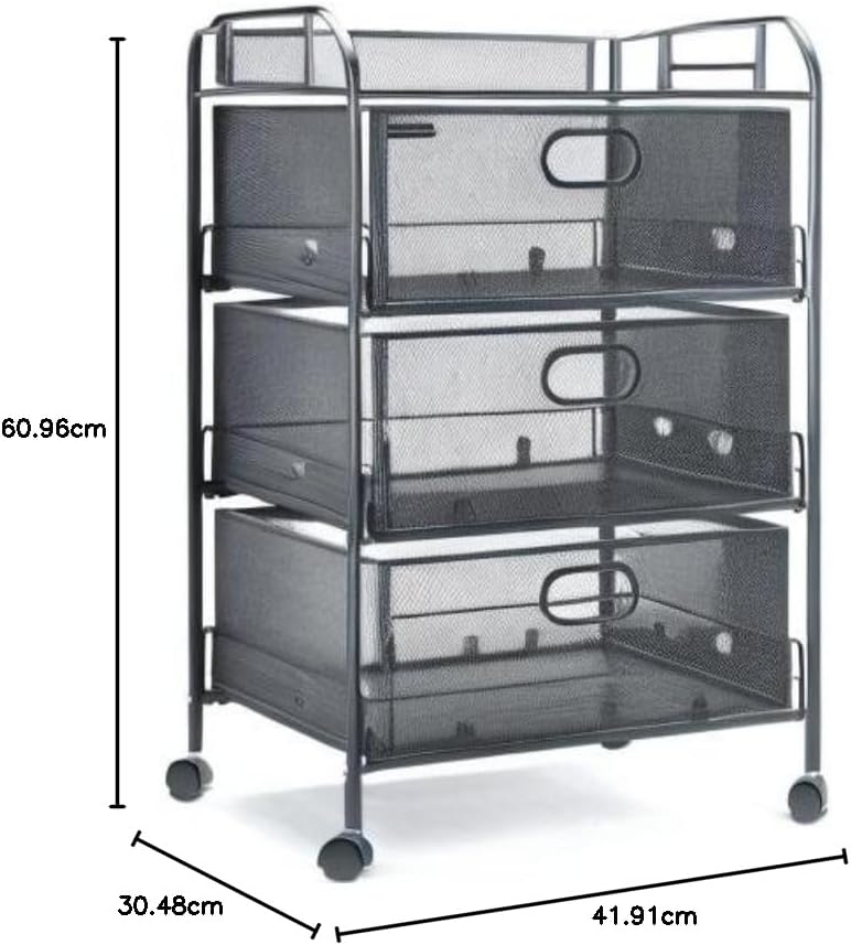 Mind Reader Winkelwagen met laden, Wasserij Organizer, Utility Cart, Badkamer, Keuken, Metalen Mesh, 16 "L x 11" B x 29" H, Zwart