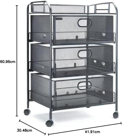Mind Reader Winkelwagen met laden, Wasserij Organizer, Utility Cart, Badkamer, Keuken, Metalen Mesh, 16 "L x 11" B x 29" H, Zwart
