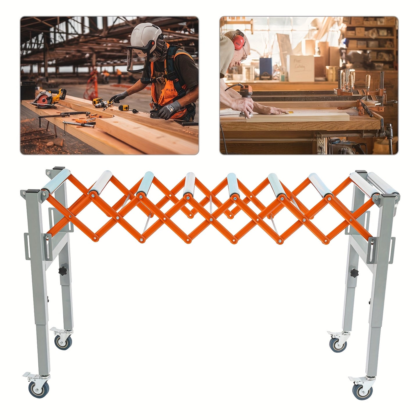 Verstelbare Transporttafel – Transporttafel Trolley – Werkbank – Transportwagen – Vouwbare Transporttafel – Robuuste IJzeren Constructie – Verstelbare Lengte 46-130 cm & Hoogte 50-80 cm – Met 4 Zwenkwielen Met Remmen