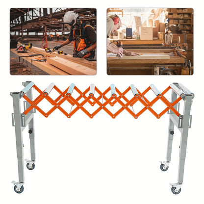 Verstelbare Transporttafel – Transporttafel Trolley – Werkbank – Transportwagen – Vouwbare Transporttafel – Robuuste IJzeren Constructie – Verstelbare Lengte 46-130 cm & Hoogte 50-80 cm – Met 4 Zwenkwielen Met Remmen