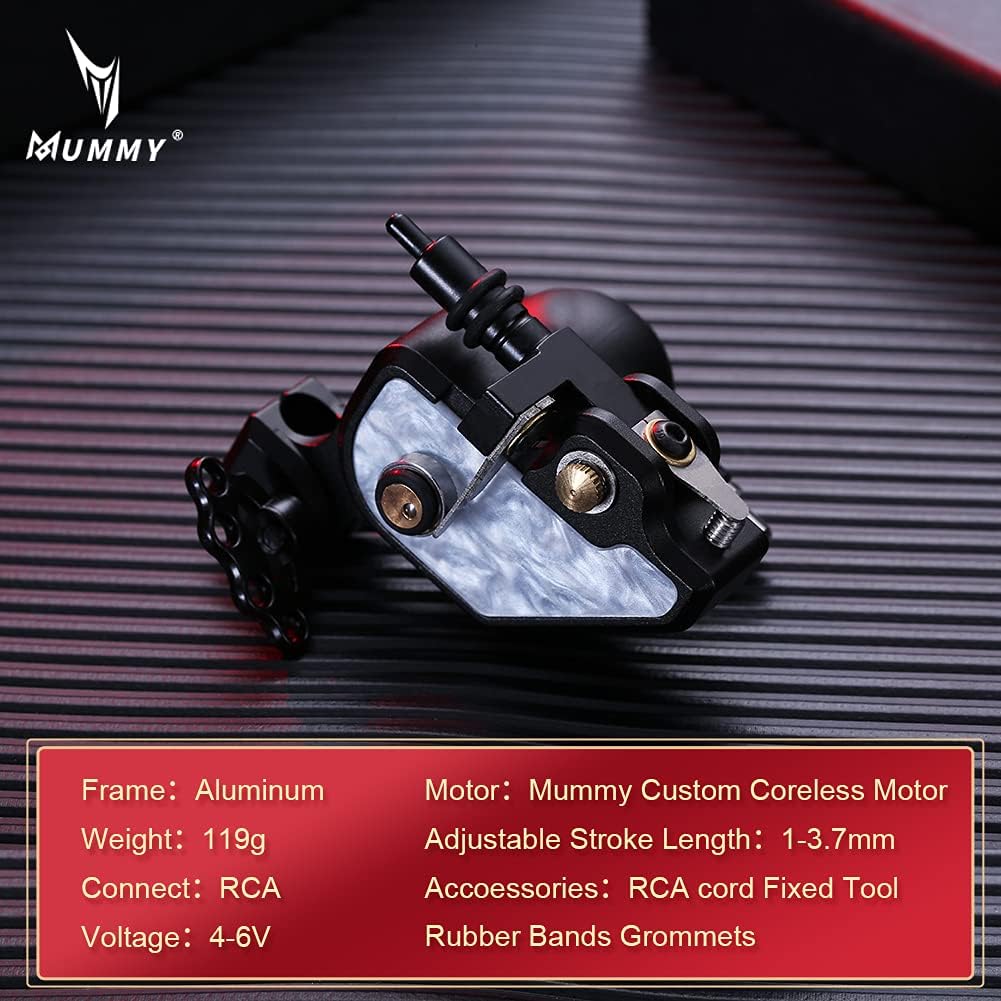 Mummy Roterende Tattoo Machine Japan Motor Aluminium CNC Frame 2.5-3.5mm Slag Lengte (R1-2)