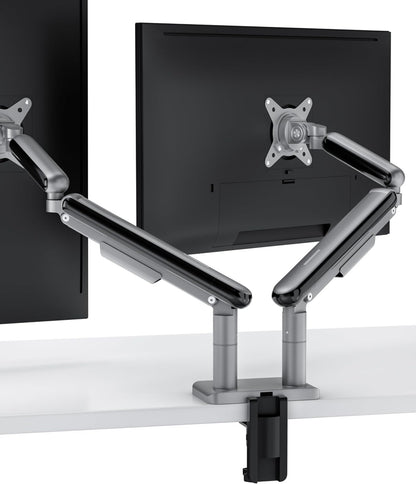 Desktronic Dual Monitor Bracket, Up to 34" & 8kg, 360° Rotation, Height Adjustable, Sturdy, Easy Installation, For Large Screens, Ergonomic Design, Compatible with All VESA 75/100, Black - QUORE