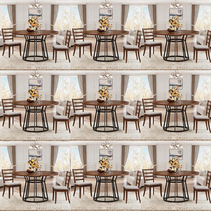 Ronde Eettafel – Ronde Tafel – Eetkamertafel – Keukentafel – Tafel Voor 4 Personen – 119,89 cm Diameter – Bruin Onderstel Metaal