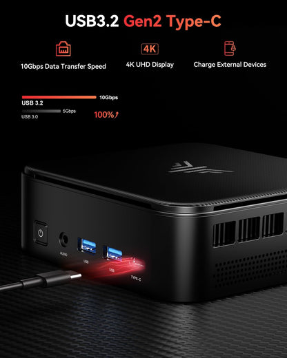 NiPoGi E3B Mini-pc, AMD Ryzen 7 5700U, 32 GB Dual DDR4, 512 GB Nvme PCle3.0 SSD, micro-desktopcomputer met Radeon RX Vega 8 ondersteuning, DP+HDMI Type-C 4K, wifi 6, BT5.2 voor business/thuis/kantoor
