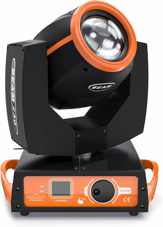 Moving Head LED 230W Disco Light RGBW Disco Light Party Light DMX512 Strobe Light 16CH Stage Lighting for Bar Club Concert, Birthday, Theatre, Wedding, Light Show (Orange) - QUORE