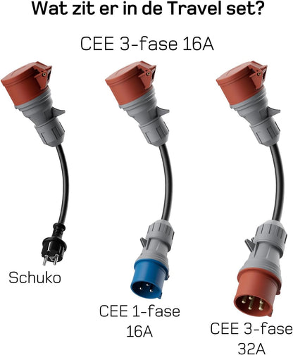 dé EV Charger Type 2 11kW [7m, 3-Fase, 6-16A] Laadpaal 11kw 3 Fase met Traveller Set, Mobile Wallbox voor model Y/3, ID.3/4/5, Enyaq, EX30/XC40, Niro en Andere EV&PHEV
