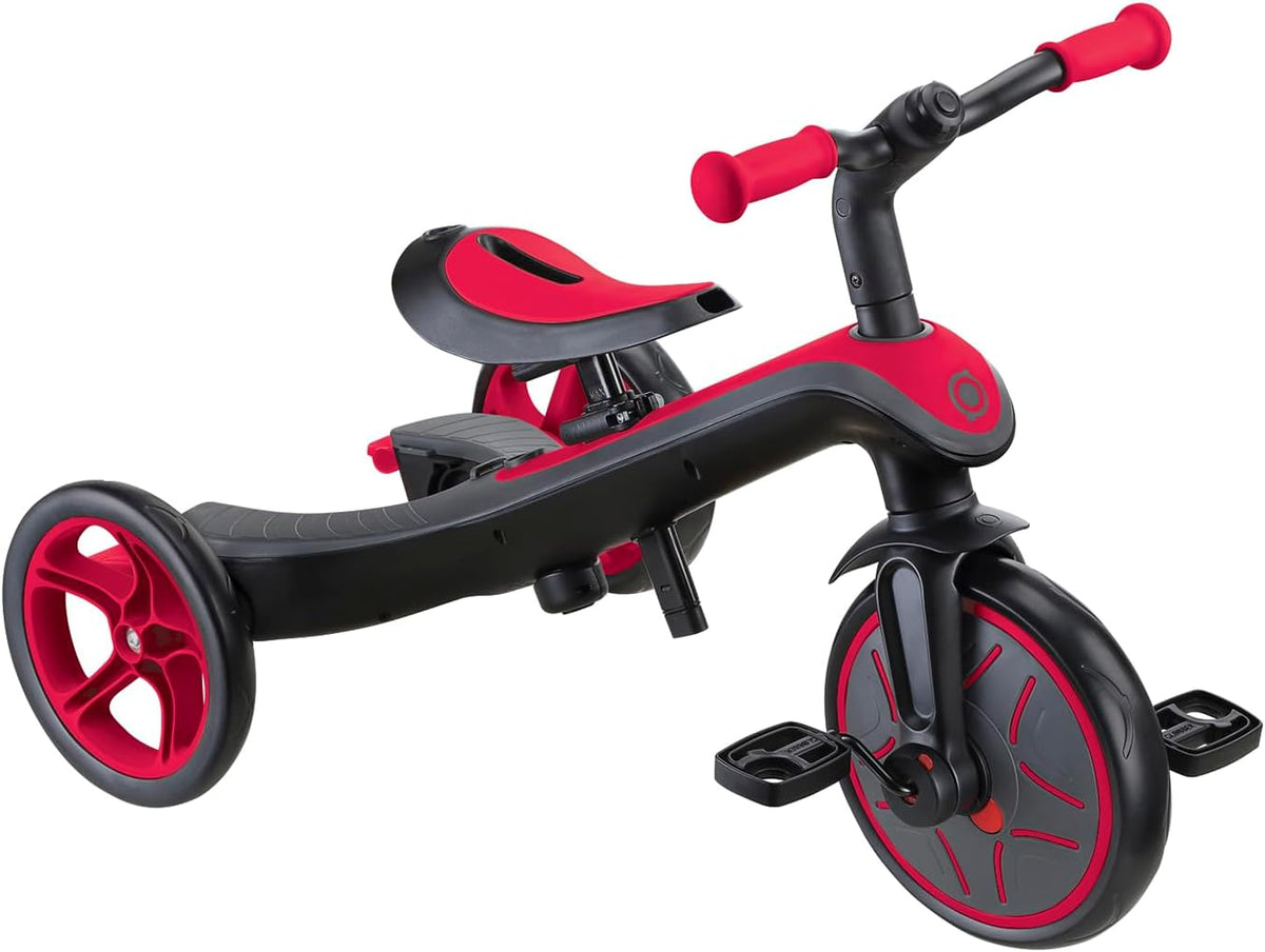 Globber - Explorer 4-in-1 driewieler - schaalbare driewieler en loopfiets voor peuters van 10 maanden tot 5 jaar, rood