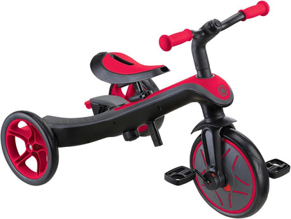 Globber - Explorer 4-in-1 driewieler - schaalbare driewieler en loopfiets voor peuters van 10 maanden tot 5 jaar, rood