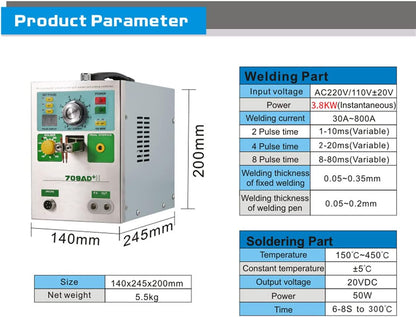 Hanchen Accu-lasapparaat, 3,8 kW, accu puntlasapparaat, high-performance automatische LED Pulse Spot Welder met soldeerbout voor 18650 22650 32650 batterij 220 V CE