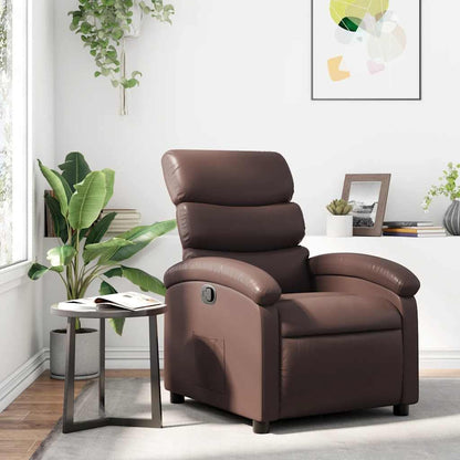 Fauteuil Verstelbaar Kunstleer Bruin – Relaxfauteuil – Relaxstoel – Armstoel – Leunstoel – Maximaal Comfort – Handmatig Verstelbaar Tot 135 Graden