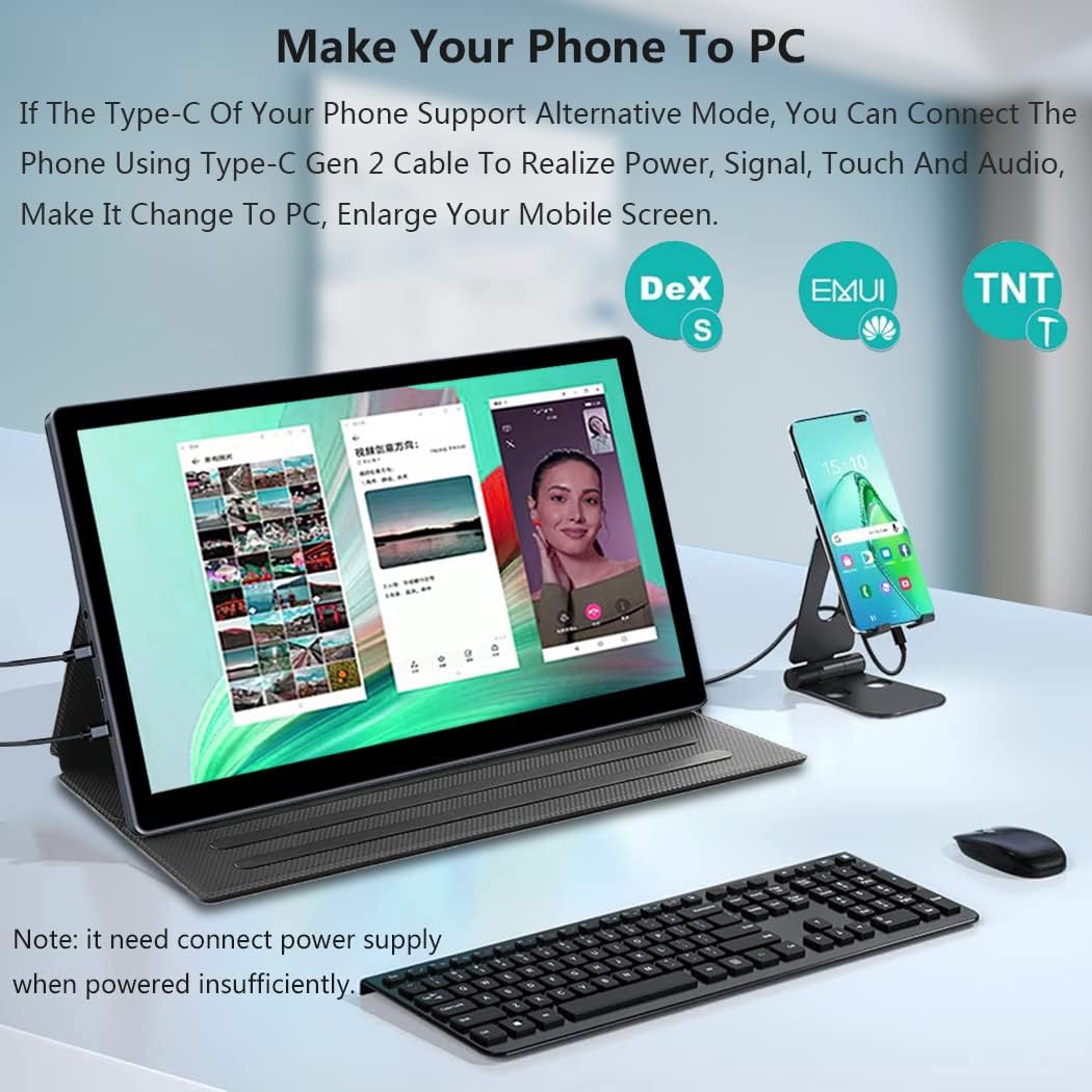 OLED Portable Monitor 2K 13.3'' Touch Screen, USB C Mobile Screen, 54000:1, QHD 100% DCI-P3 1Ms For Laptop, PC, Game Consoles, Etc. - QUORE