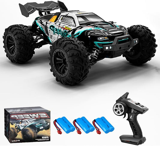 RC Auto – Afstandsbediening Wagen – Racebuggy – Offroad Voertuig – 4WD Buggy – Borstelloze Motor – 70 km/u Snelheid – Blauw - QUORE