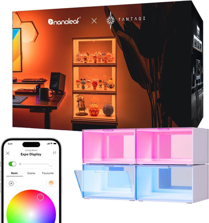 Smart LED Schoenendozen Sneaker Display Case, Stapelbare Schoenopslag Organisatoren, Collectie Krat, Figuren & Collectibles Showcase (4-Pack Starter Kit)