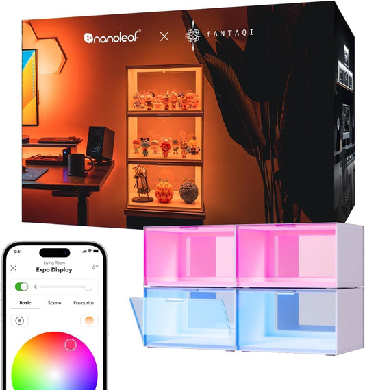 Smart LED Schoenendozen Sneaker Display Case, Stapelbare Schoenopslag Organisatoren, Collectie Krat, Figuren & Collectibles Showcase (4-Pack Starter Kit)