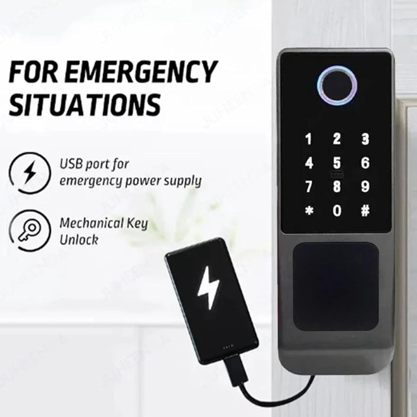 WiFi Smart Door Lock, 5 in 1 biometrisch wachtwoord deurvergrendeling met kaartsleutel afstandsbediening waterbestendig voor huis buiten de binnenplaats kantoor hotel