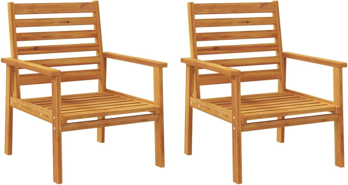 Garden Chair Set of 2 66.5 x 65 x 81 cm Solid Wood Acacia Wood Armchair Lounge Chair Chair for Bedroom - QUORE