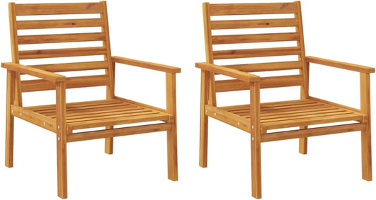 Garden Chair Set of 2 66.5 x 65 x 81 cm Solid Wood Acacia Wood Armchair Lounge Chair Chair for Bedroom - QUORE
