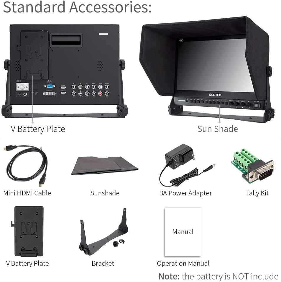 Seetec P133-9HSD Camera Monitor Pro Broadcast 13.3" 4K Ultra HD 1920×1080 Field Video LCD IPS Screen 1000:1 High Contrast with 3G-SDI HDMI Video YPbPr DVI - QUORE