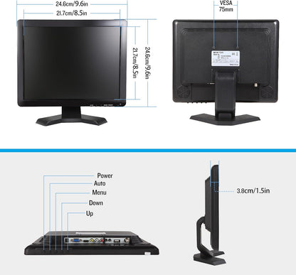 15 inch Touchscreen Display CCTV Monitor met HDMI BNC VGA AV USB Multifunctionele Input Camera Beveiliging Monitoring Multi-Touch LCD Monitoren 1024x768 resolutie Ingebouwde Speaker