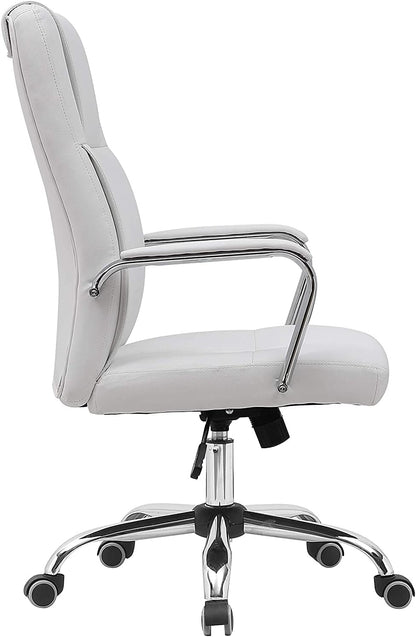 Gardenia Bureaustoel van xenon-kunstleer, verchroomd, wit, 59 x 67 x 105/113