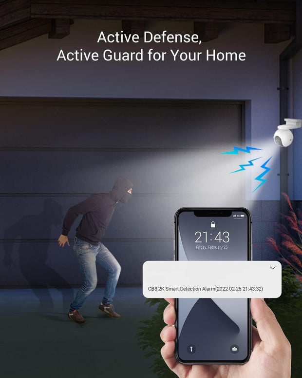 Beveiligingscamera Buiten - WiFi-bewakingscamera - Camerabewaking - Draadloos - Zonne-energie - 10400 mAh - Intelligente Tracking - Persoonlijke Detectie - Kleurennachtzicht - Bidirectionele Audio - Sirene - Type C - Wit