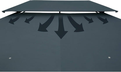 Casaria Pavilion Topas 3x4m Metal Water Repellent UV Protection 50+ with Side Panels Garden Pavilion Luxury Modern Anthracite - QUORE