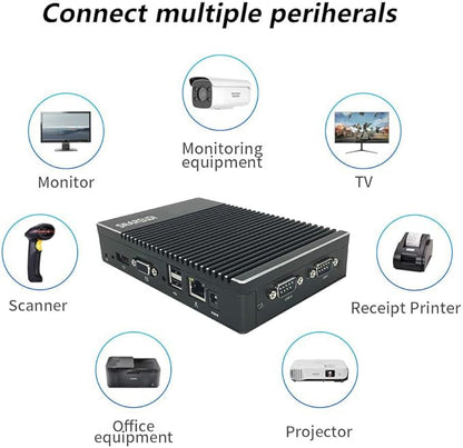 Fanless Mini PC, Micro PC AMD 6400T (1.0GHz-1.6GHzz), Mini Desktop Computer HD/VGA/BT4.0/Type-C/Wi-fi5.0, DDR3 SSD Supported, No Pre-Installed Systems (8GB 128GB) - QUORE