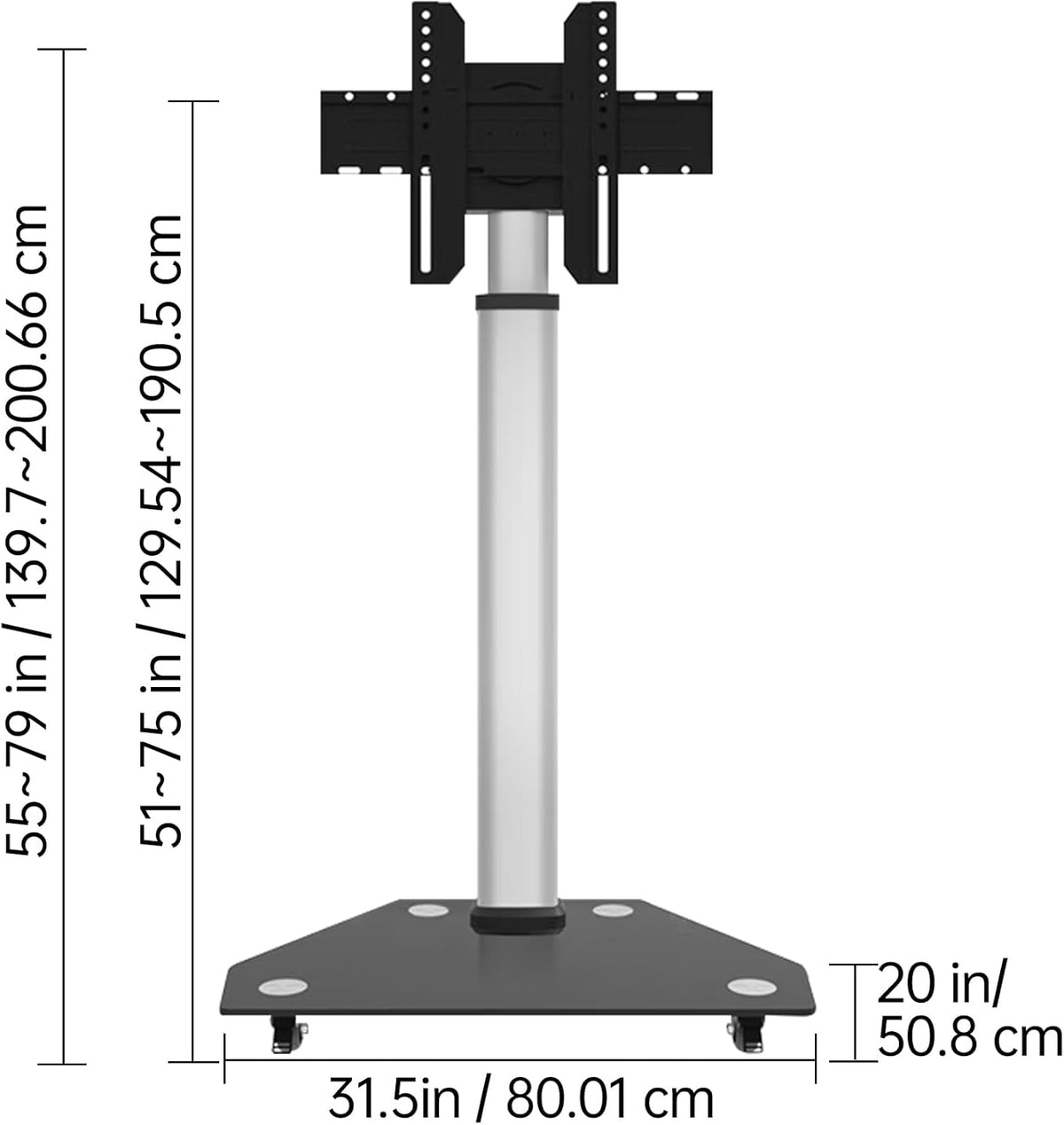 JAV Smart Board Stand Mobiele Interactief Whiteboard Standaard voor 32-55 inch Draaibaar Touch Screen Hoogte Verstelbaar met 360 ° Slotwiel Ideaal voor Klaslokaal Kantoor