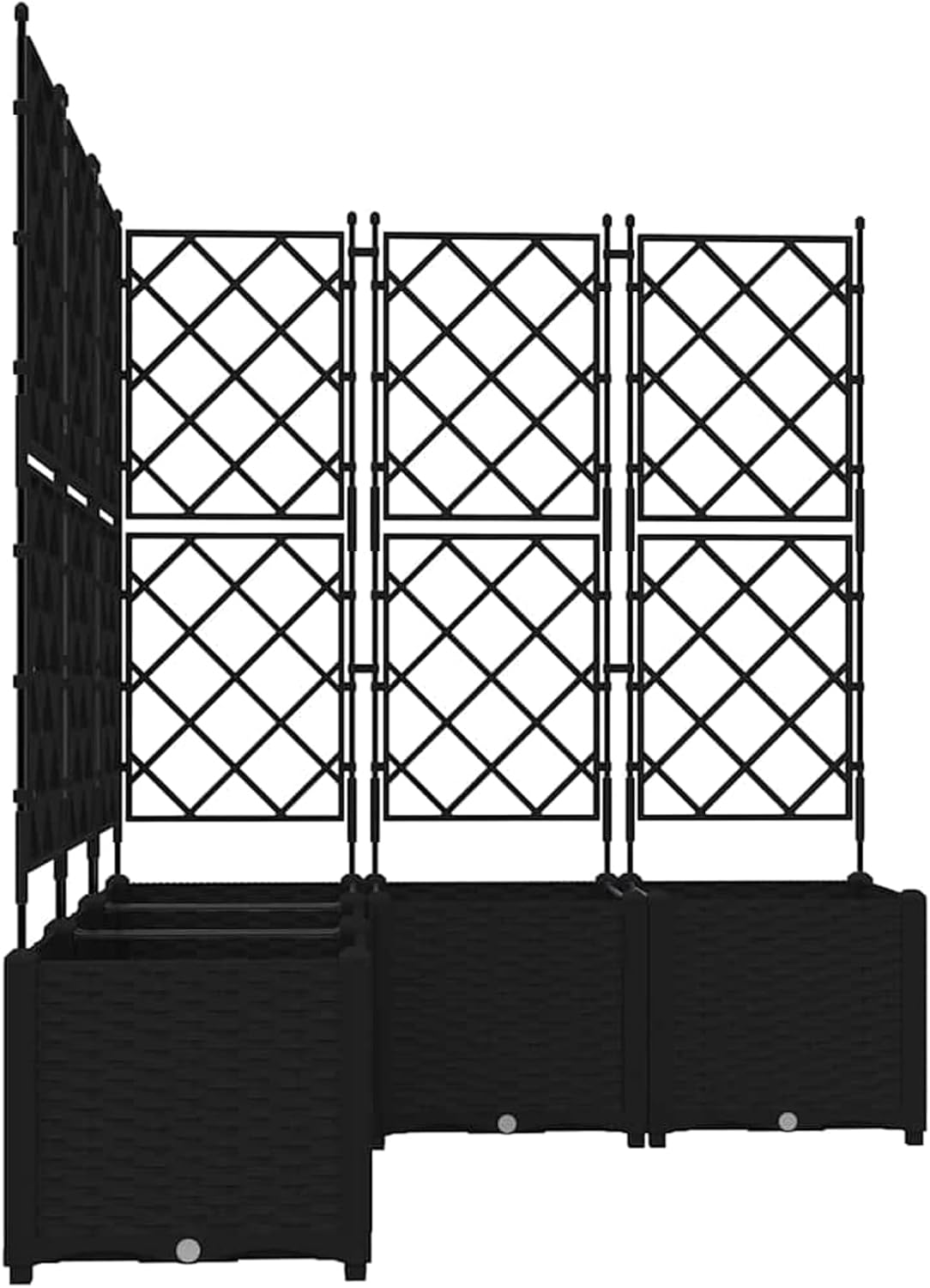 Gecheer Trellis 42002843 Plantenbak, 5 stuks, zwart, 120 x 120 x 143 cm, voor balkon, tuin, terras, bloemen - QUORE