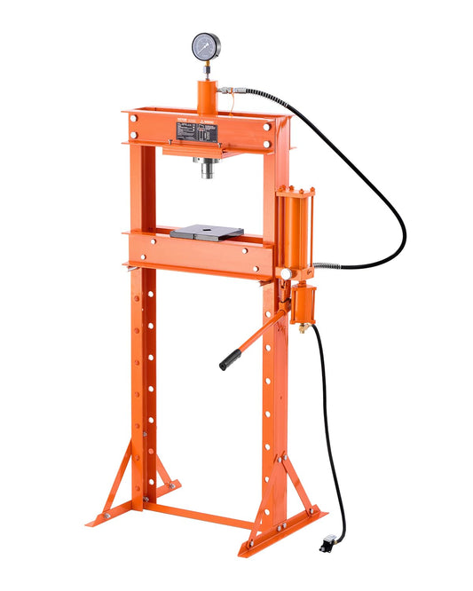 VEVOR Manual workshop press, workshop press with H-frame 20 T with pressure plate 0.8-1.2 MPa, adjustable hydraulic press for garage floors to bend