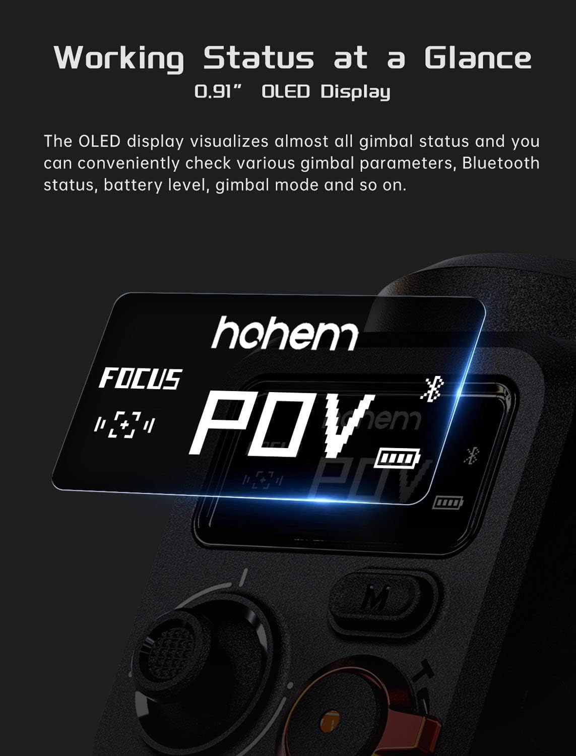 Hohem iSteady M6 Kit Smartphone Gimbal Stabilisator 3 assen met magnetische AI-Tracker Fill Light voor iPhone Android met 0,91 inch OLED-display Max. Draagvermogen 400 g