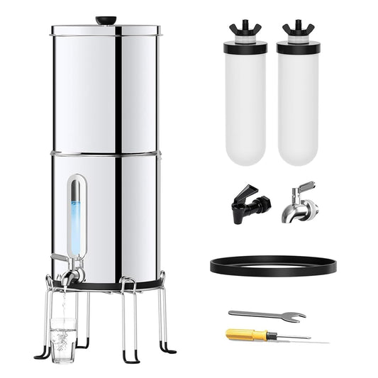 Waterfiltersysteem met waterniveau-indicator, voor thuisgebruik, camperreizen, met EU 98/37/EC, NSF/ANSI 42 en 372-certificering, keramische filters
