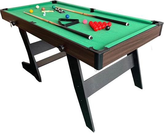 6FT Pool Billiard Table, Folding Snooker Table, Billiard Table with All Accessories for Children and Adults - QUORE