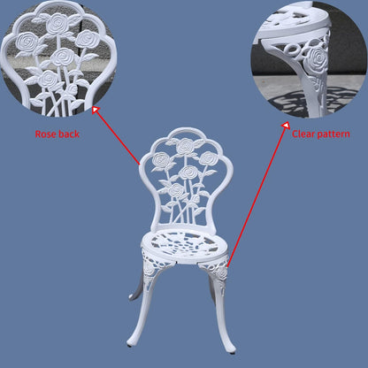 Outdoor meubels bistroset met rozenpatroon 1 tafel 2 stoelen voor tuin patio veranda (roze-wit)