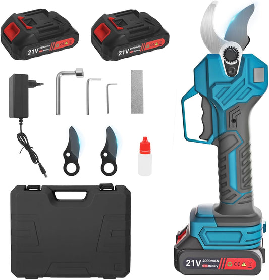 Snoeischaar met accu, 40 mm, elektrische snoeischaar met accu, professionele oplaadbare schaar voor tuinieren, boom 21 V (21 V)