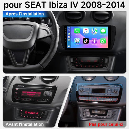 4+64G autoradio voor Seat Ibiza 6j IV 2008-2014, Wireless Carplay Android Auto, GPS Navigator, Bluetooth 5.0 Car Stereo, stuurbediening, WiFi, 4G LTE