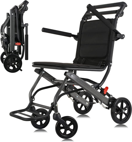 Transportrolstoelen, opvouwbaar, licht, voor volwassenen, weegt 6,5 kg, draagbare rolstoel, lichtgewicht, transit rolstoelen voor senioren, ondersteunt 100 kg
