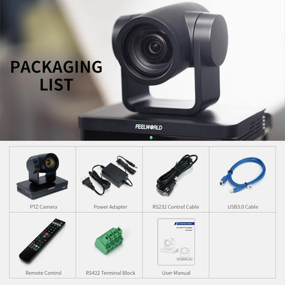 FEELWORLD UHD4K12X PTZ camera Simultaneous 3G-SDI/HDMI/USB/IP Live Streaming met 12X Optical Zoom 4K @30fps PoE Ondersteuning voor Church Live Streaming Conference (in het Engels)