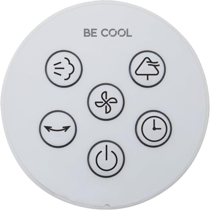 BE COOL BCPSN2L01 Premium staande sproeiventilator met afstandsbediening, 80 W, waterreservoir van 2 liter, 1500 m³/u, oscillatie en timer, stille werking met sfeerverlichting, wit